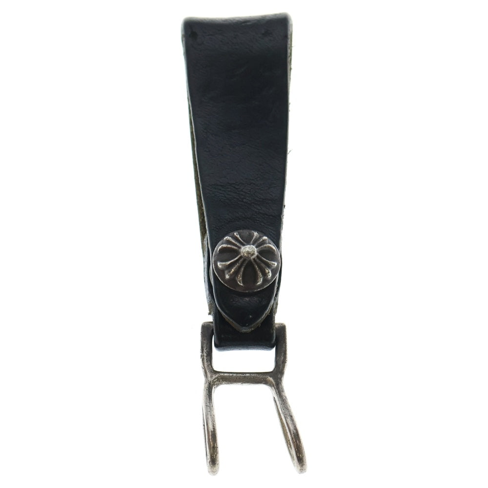 CHROME HEARTS(クロムハーツ) BELT LOOP クロスボールボタンレザーベルトループ シルバー/ブラック BCA397