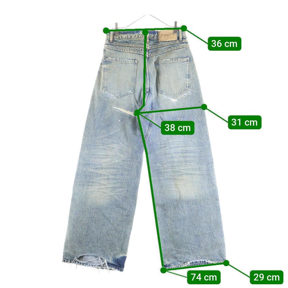 NO/FAITH STUDIOS(ノーフェイスストゥディオス) ワイド ダメージ デニム パンツ インディゴ V294 465-45