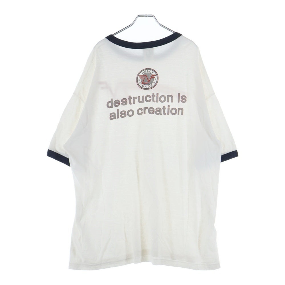 READY MADE(レディメイド) 24SS T-SHIRT RINGER プリント Tシャツ 半袖カットソー ホワイト RE-CO-WH-00-00-276