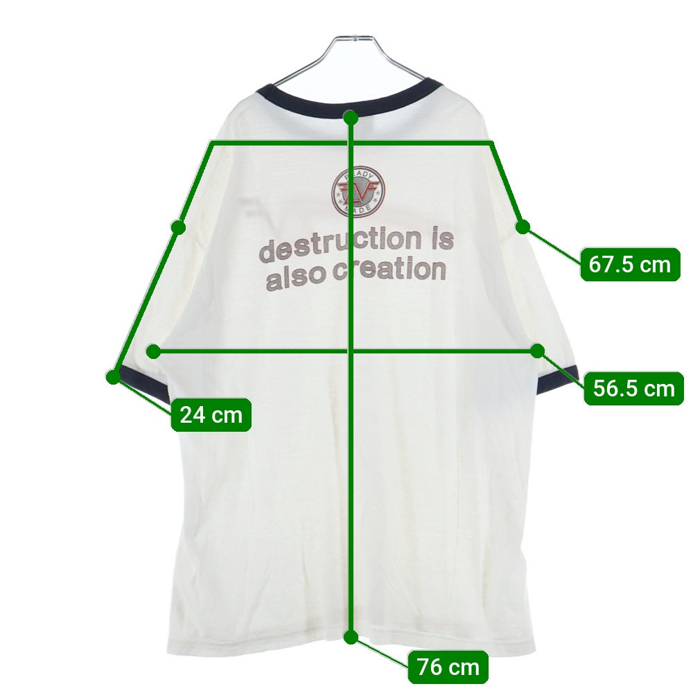 READY MADE(レディメイド) 24SS T-SHIRT RINGER プリント Tシャツ 半袖カットソー ホワイト RE-CO-WH-00-00-276