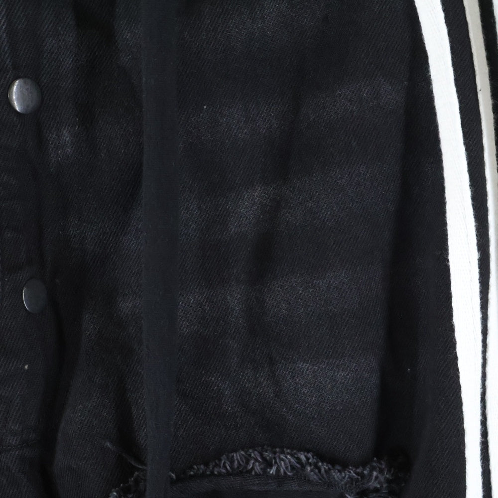 YORI SPORT(ヨリ スポーツ) ダメージ ライン デニムパンツ ブラック