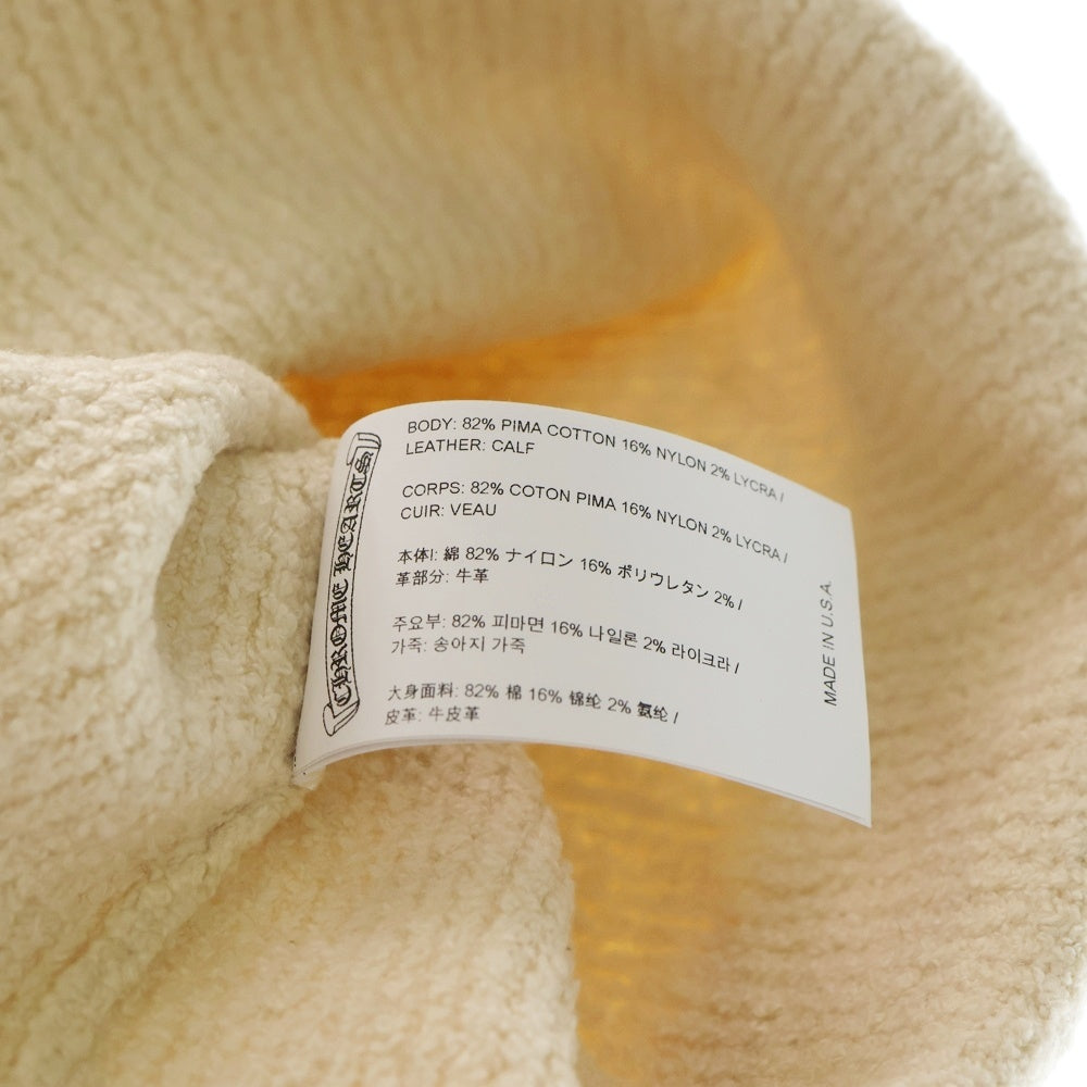 CHROME HEARTS(クロムハーツ) BADDA BING ハラコ レオパード クロスパッチ ビーニー ホワイト