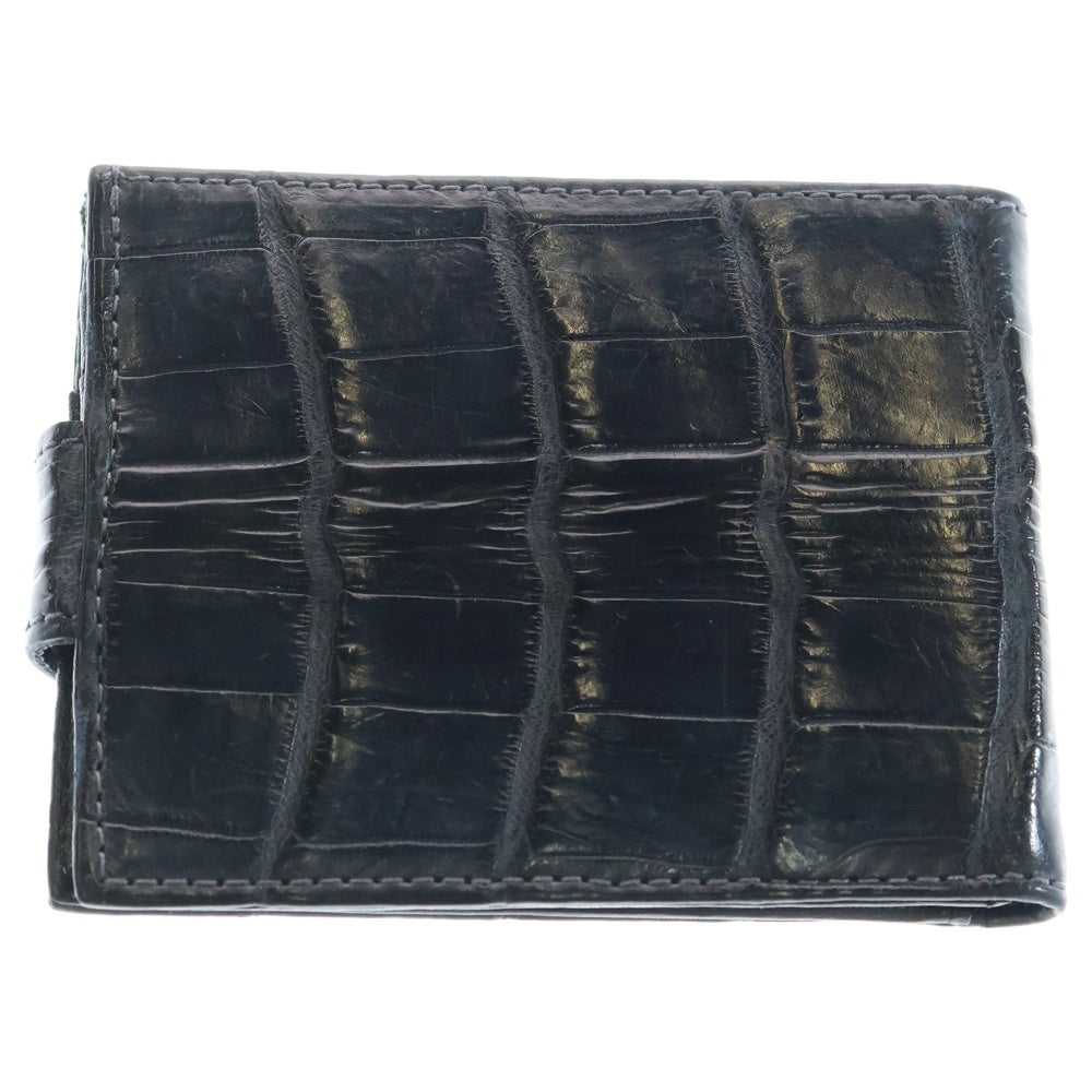 Bill Wall Leather/BWL(ビルウォールレザー) スカルコンチョボタン アリゲーター ウォレット 2つ折り財布 ネイビー