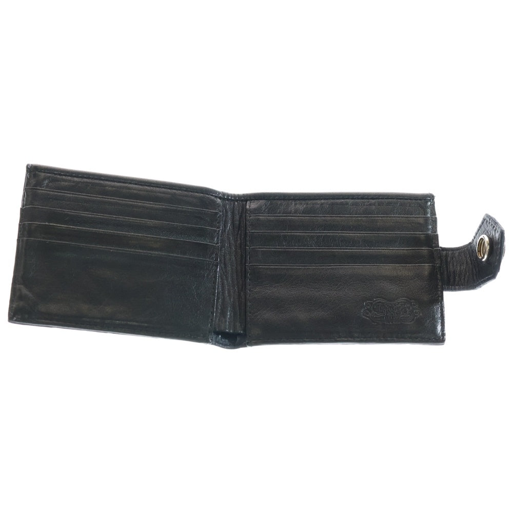 Bill Wall Leather/BWL(ビルウォールレザー) スカルコンチョボタン アリゲーター ウォレット 2つ折り財布 ネイビー