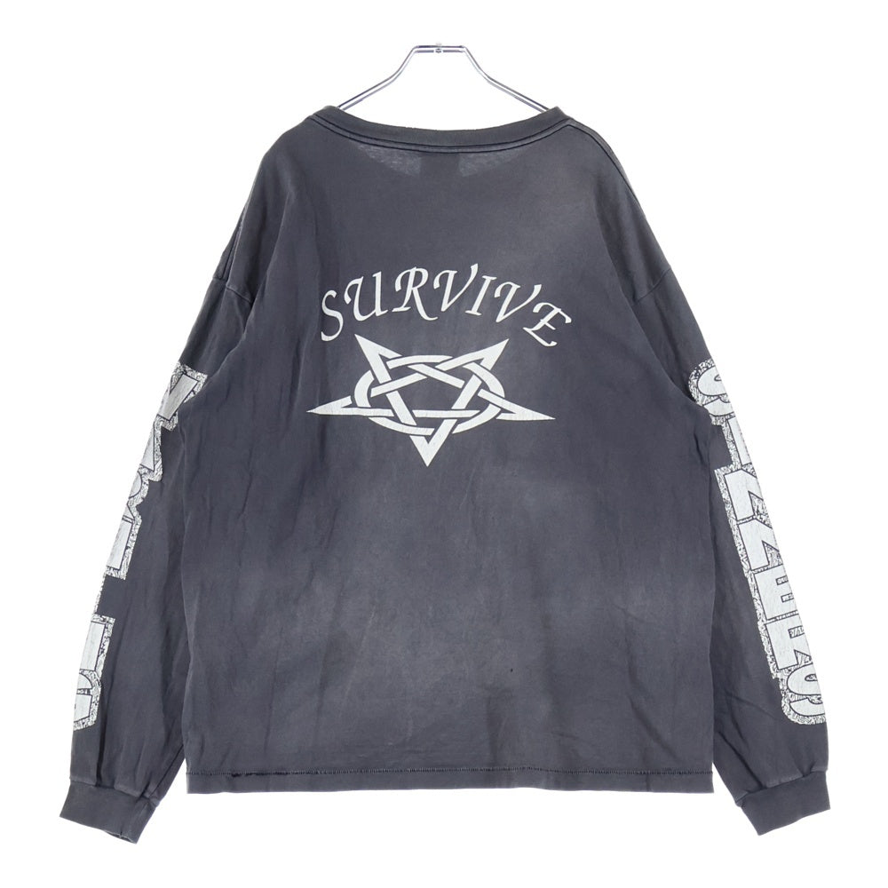 SAINT MICHAEL(セントマイケル) 23AW SURVIVE L/S TEE サバイブ クルーネック 長袖カットソー Tシャツ グレー SM-A23-0000-006