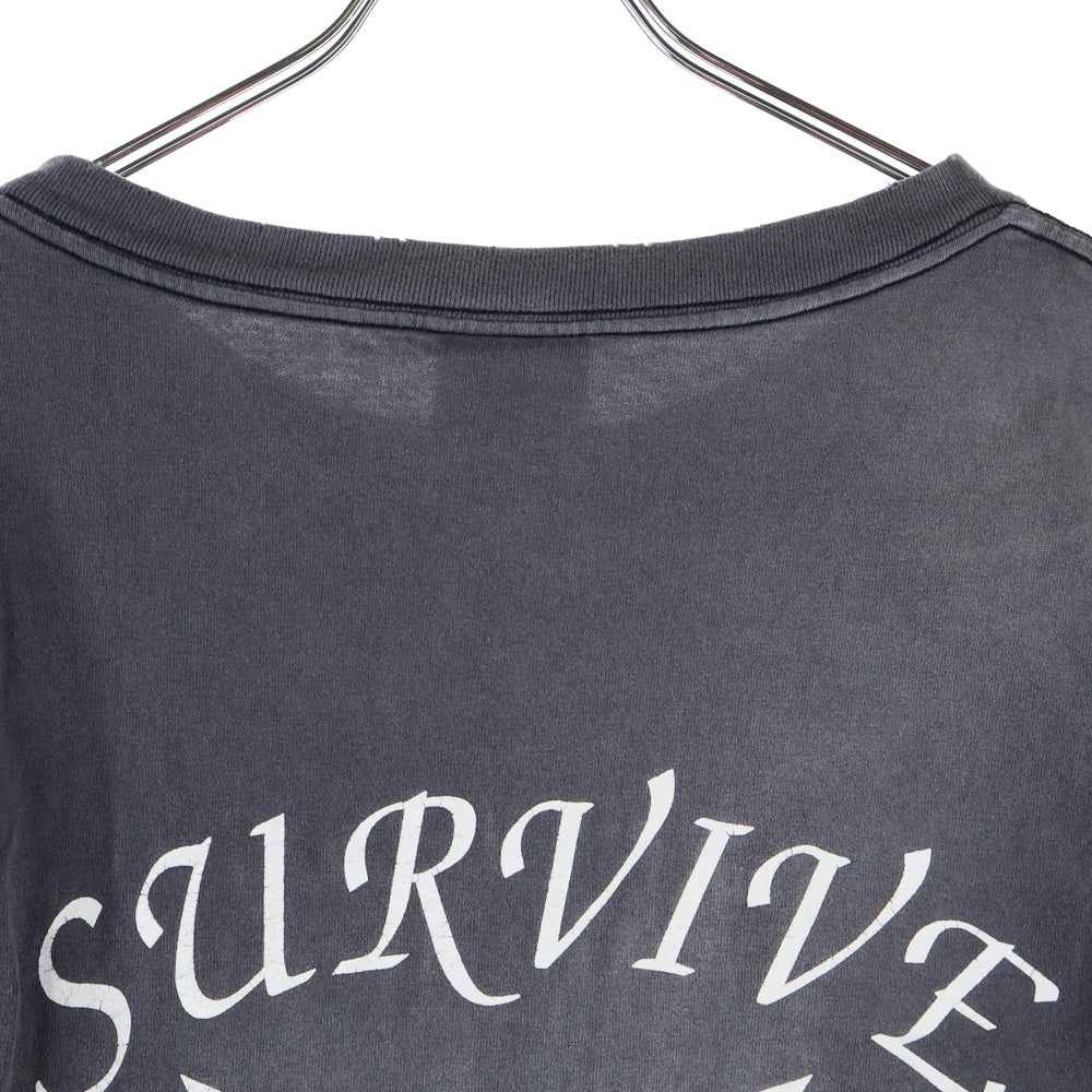 SAINT MICHAEL(セントマイケル) 23AW SURVIVE L/S TEE サバイブ クルーネック 長袖カットソー Tシャツ グレー SM-A23-0000-006