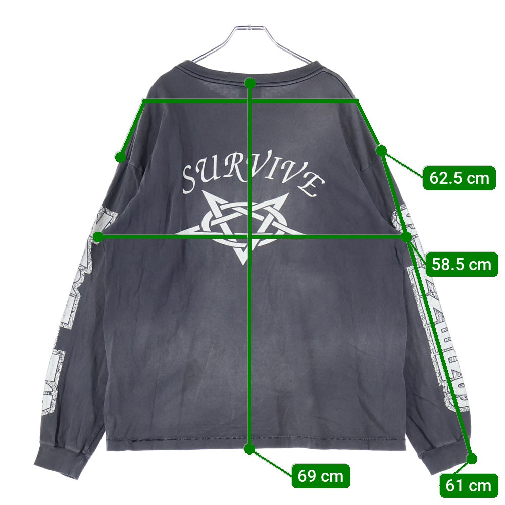 SAINT MICHAEL(セントマイケル) 23AW SURVIVE L/S TEE サバイブ クルーネック 長袖カットソー Tシャツ グレー SM-A23-0000-006