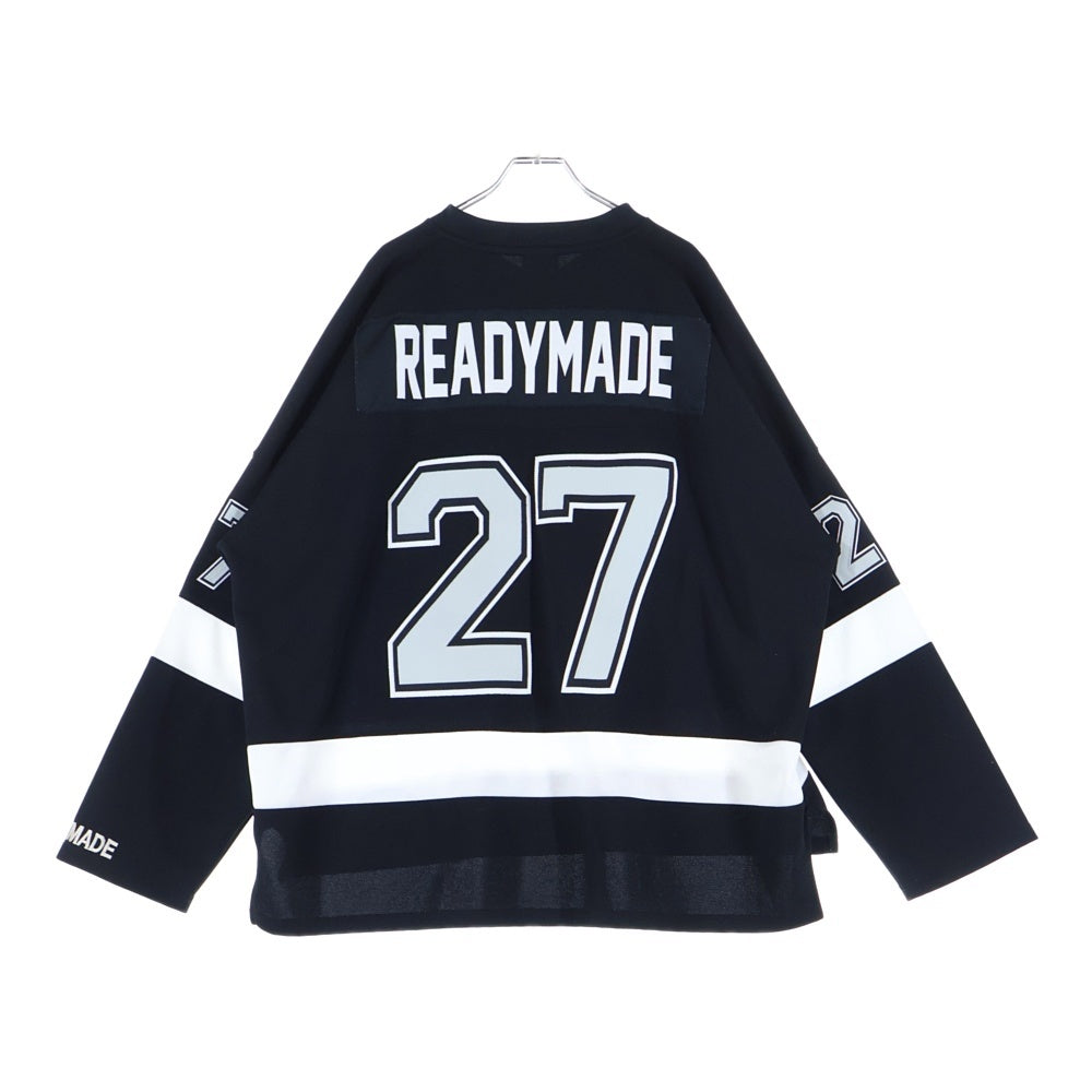 READY MADE(レディメイド) 23SS GAME SHIRT SMILE スマイル刺繍 長袖ゲームシャツ ブラック RE-P0-BK-00-00-249