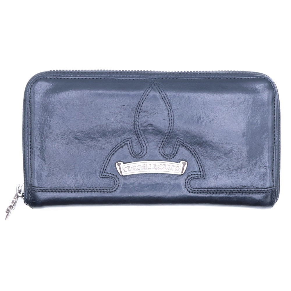 CHROME HEARTS(クロムハーツ) REC F ZIP ダブル フレアニー ラウンドジップ レザー ロングウォレット ブラック