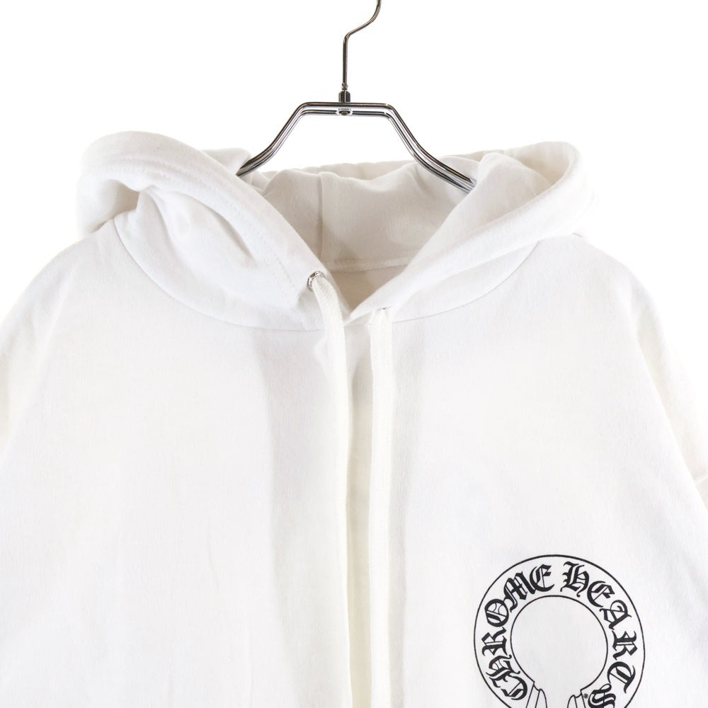 CHROME HEARTS(クロムハーツ) HORSESHOE PULLOVER HOODIE ホースシュー アームフローラル プリント スウェット プルオーバーパーカー ホワイト