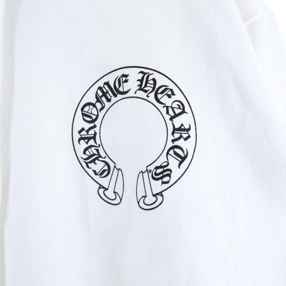 CHROME HEARTS(クロムハーツ) HORSESHOE PULLOVER HOODIE ホースシュー アームフローラル プリント スウェット プルオーバーパーカー ホワイト