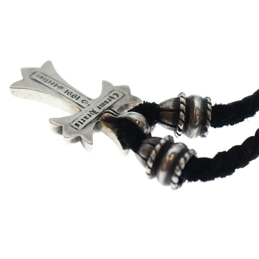 CHROME HEARTS(クロムハーツ) CH CRS SML CL スモールCHクロス クリンプト レザーブレイド ネックレス シルバー/ブラック BCA217