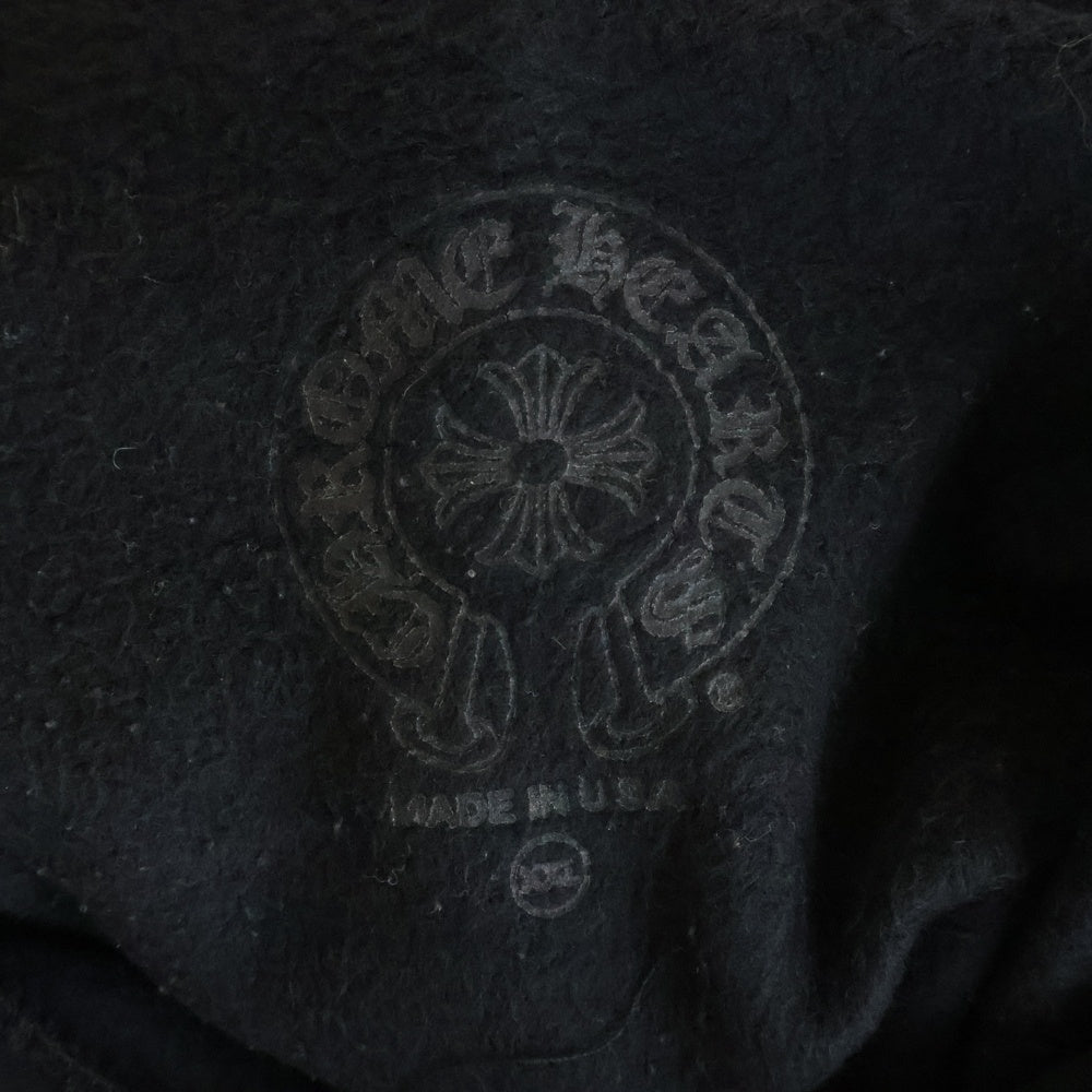 CHROME HEARTS(クロムハーツ) Yellow Sleeve Logo Pullover Hoodie オンライン限定 イエロースリーブ グリッターロゴ プルオーバーフーディ パーカー ブラック/イエロー