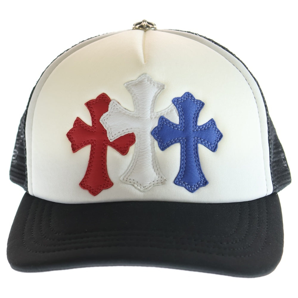 CHROME HEARTS(クロムハーツ) TRUCKER CAP トリコロール セメタリー クロスパッチ トラッカー キャップ 帽子 ブラック/ホワイト/マルチ