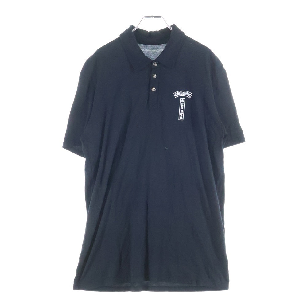 CHROME HEARTS(クロムハーツ) BSフレアボタン ホースシュー バックプリント 半袖ポロシャツ ブラック