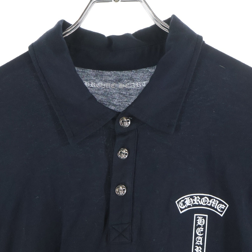 CHROME HEARTS(クロムハーツ) BSフレアボタン ホースシュー バックプリント 半袖ポロシャツ ブラック
