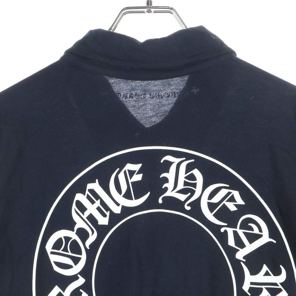 CHROME HEARTS(クロムハーツ) BSフレアボタン ホースシュー バックプリント 半袖ポロシャツ ブラック
