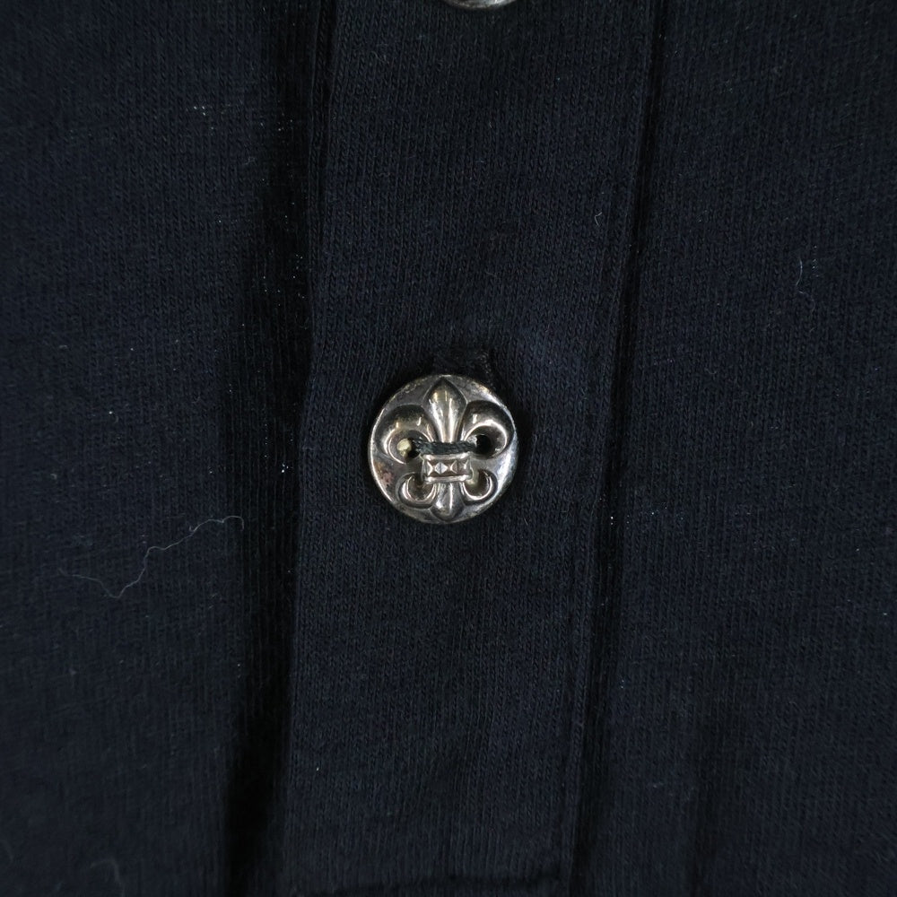 CHROME HEARTS(クロムハーツ) BSフレアボタン ホースシュー バックプリント 半袖ポロシャツ ブラック