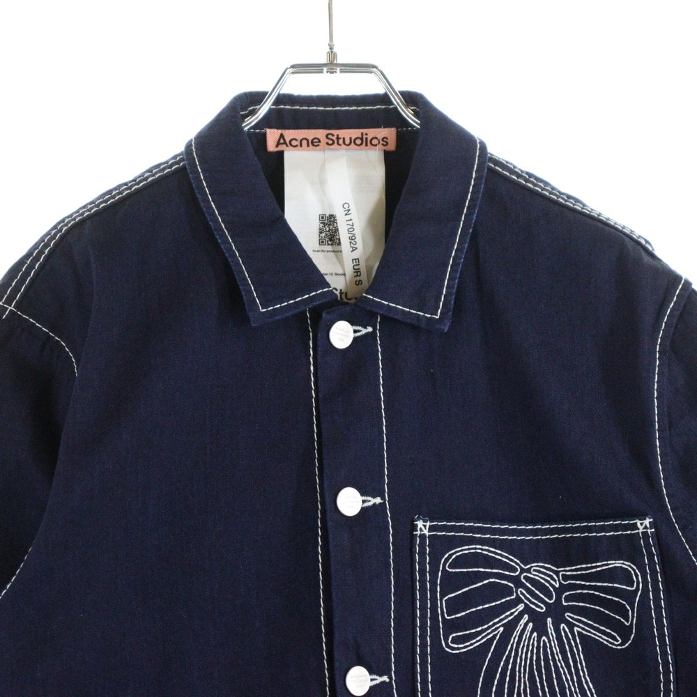 Acne Studios(アクネ ストゥディオズ) 25AW DENIM JACKET ポケット刺繍 デニムジャケット インディゴブルー FN-UX-OUTW000087
