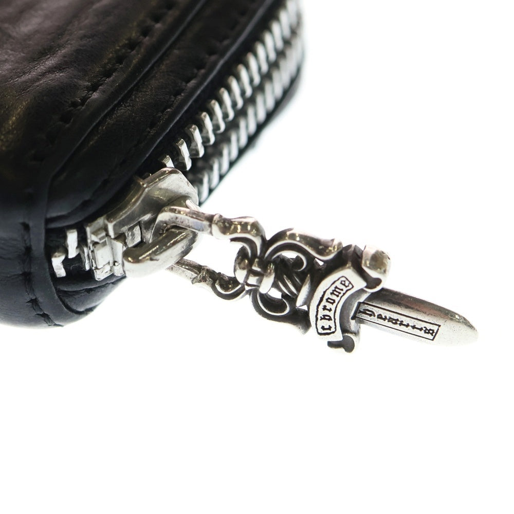 CHROME HEARTS(クロムハーツ) COIN CASE ダガーラウンドジップレザーコインケース 財布 ブラック