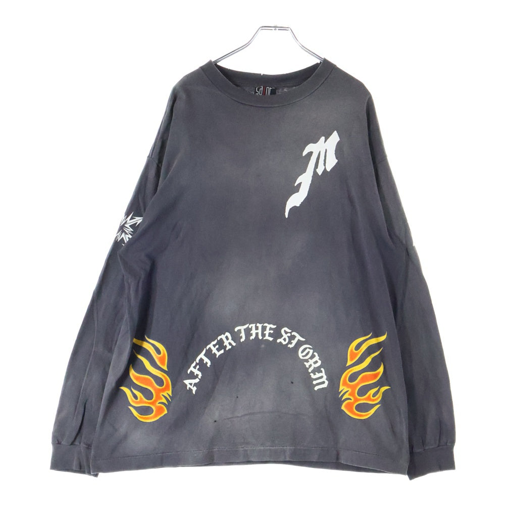 SAINT MICHAEL(セントマイケル) 24SS L/S TEE ヴィンテージ加工 ロングスリーブTシャツ 長袖Tシャツ グレー SM-YS8-0000-015