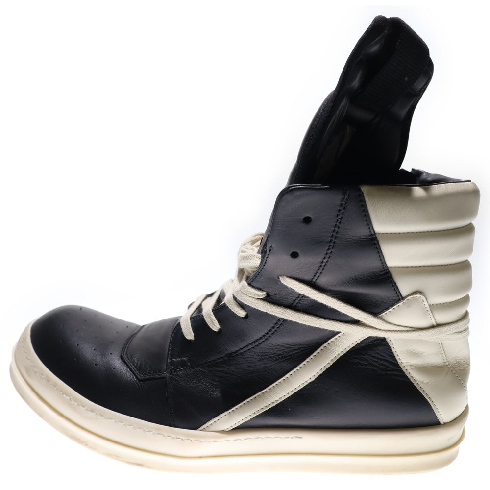 Rick Owens(リックオウエンス) GEOBASKET ジオバスケット サイドジップ レザー ハイカットスニーカー ブラック/ホワイト