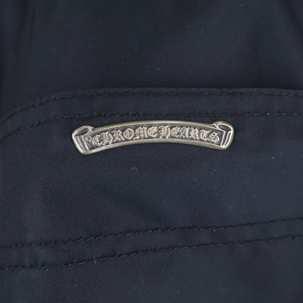 CHROME HEARTS(クロムハーツ) CARPENTER DOUBLE KNEE クロスパッチ付きレザー切替 ナイロンカーペンターロングパンツ ブラック