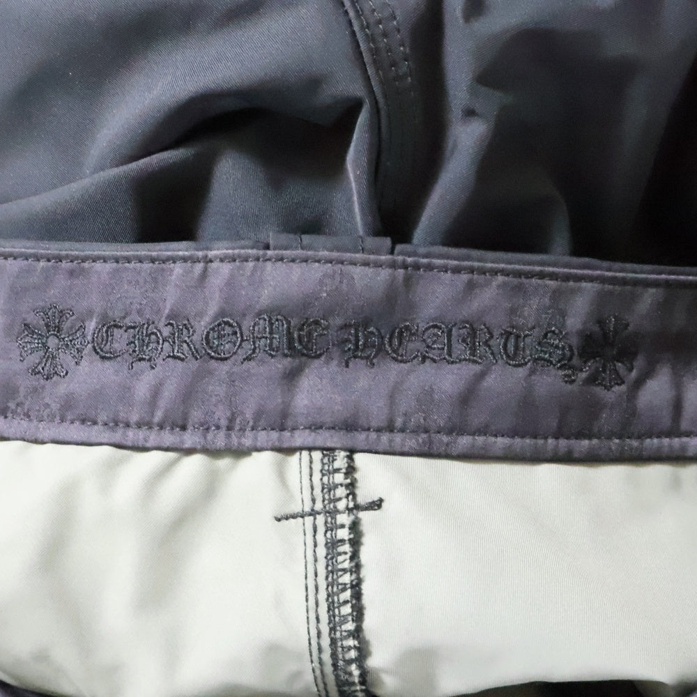 CHROME HEARTS(クロムハーツ) CARPENTER DOUBLE KNEE クロスパッチ付きレザー切替 ナイロンカーペンターロングパンツ ブラック