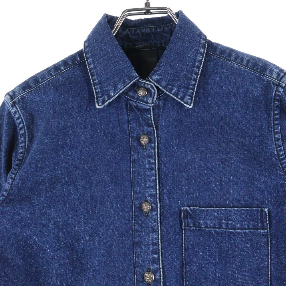 CHROME HEARTS(クロムハーツ) LOOSEENDS LS ルーズエンド 袖クロスパッチ クロスボールボタン デニム長袖シャツ インディゴ