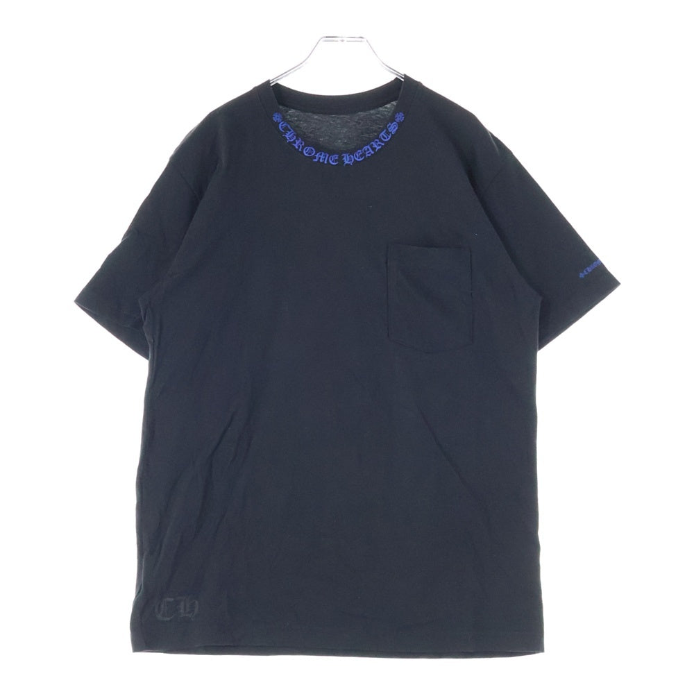 CHROME HEARTS(クロムハーツ) NECK LOGO S/S TEE ネック ロゴプリントTシャツ 半袖カットソー ブラック/ブルー