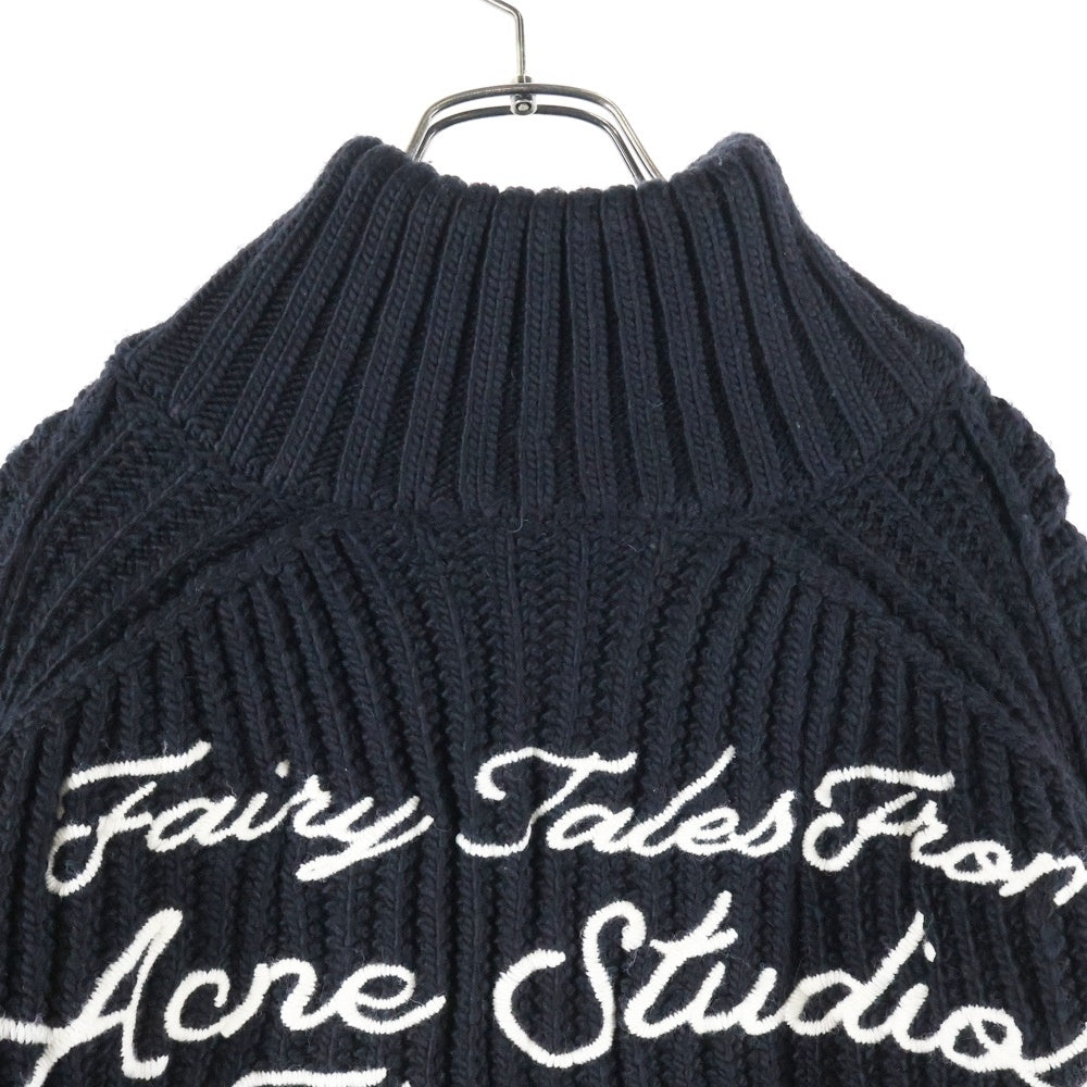 Acne Studios(アクネ ストゥディオズ) バックブランドロゴ刺繍 ドライバーズニット ブラック