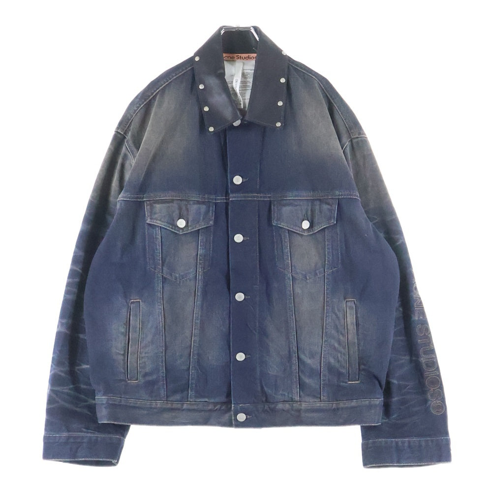Acne Studios(アクネ ストゥディオズ) レザー切り替え オーバーサイズ デニムジャケット インディゴ FN-UK-OUTW000058