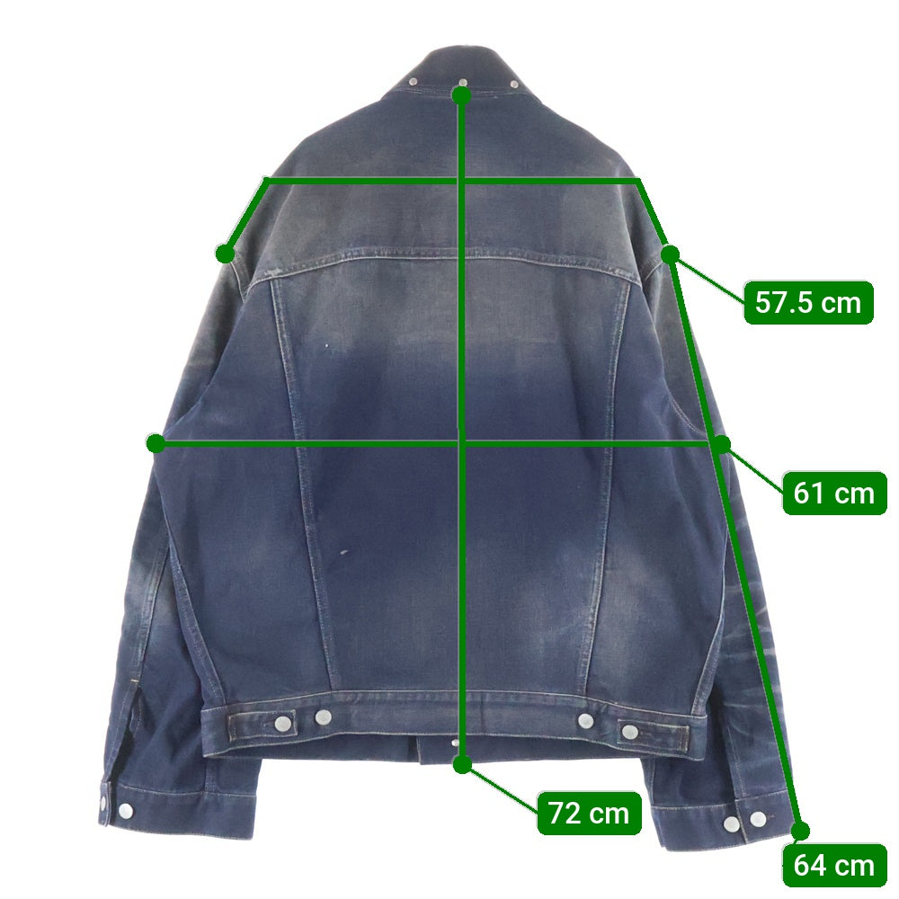 Acne Studios(アクネ ストゥディオズ) レザー切り替え オーバーサイズ デニムジャケット インディゴ FN-UK-OUTW000058