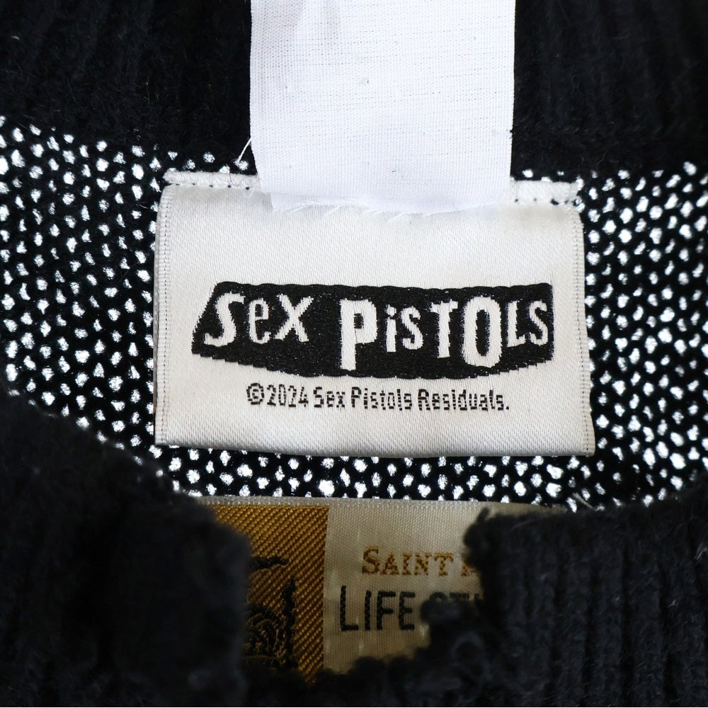 SAINT MICHAEL(セントマイケル) 24AW ×Sex Pistols SP CREW KNT I AM A セックスピストルズ クルーネック ニット セーター ブラック SM-YS1-0000-C24