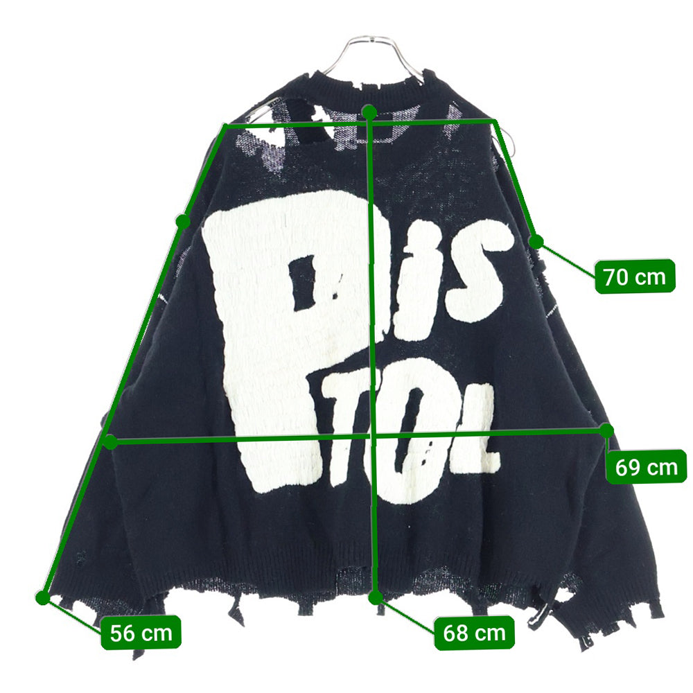 SAINT MICHAEL(セントマイケル) 24AW ×Sex Pistols SP CREW KNT I AM A セックスピストルズ クルーネック ニット セーター ブラック SM-YS1-0000-C24