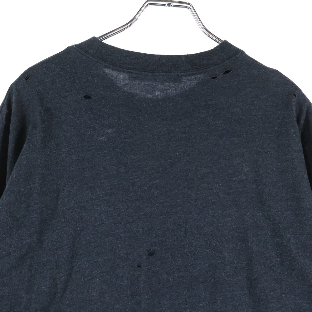 Acne Studios(アクネ ストゥディオズ) フロントロゴ ダメージ加工 半袖Tシャツ ブラック FN-UX-TSHI000079
