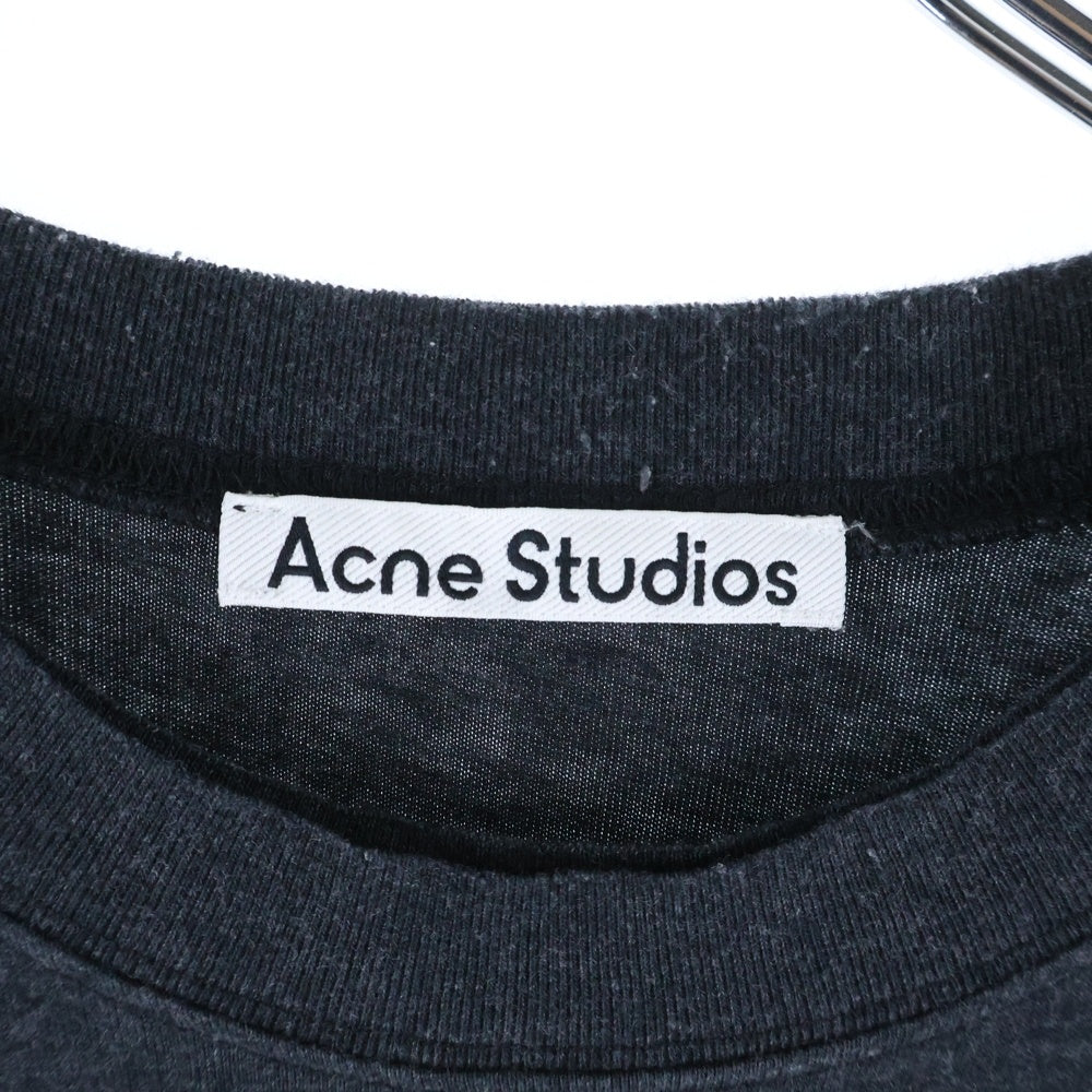 Acne Studios(アクネ ストゥディオズ) フロントロゴ ダメージ加工 半袖Tシャツ ブラック FN-UX-TSHI000079