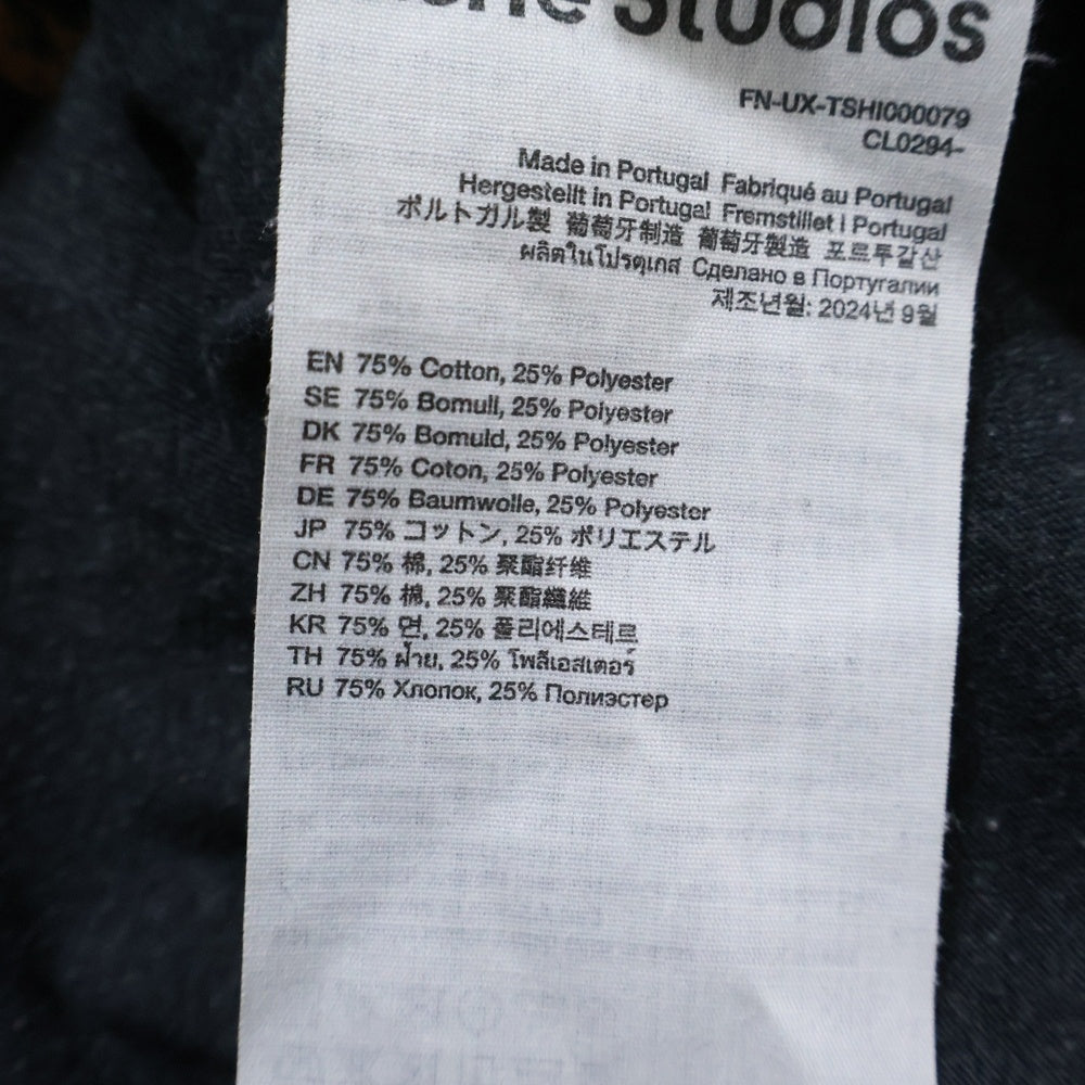 Acne Studios(アクネ ストゥディオズ) フロントロゴ ダメージ加工 半袖Tシャツ ブラック FN-UX-TSHI000079