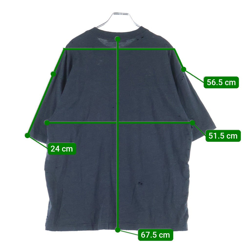 Acne Studios(アクネ ストゥディオズ) フロントロゴ ダメージ加工 半袖Tシャツ ブラック FN-UX-TSHI000079