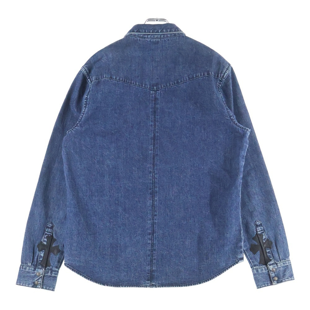 CHROME HEARTS(クロムハーツ) DENIM WESTERN デニムウエスタン 袖クロスパッチ クロスボタン デニム長袖シャツ インディゴ