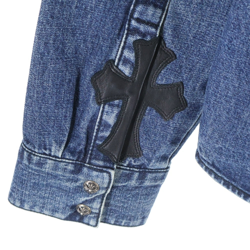 CHROME HEARTS(クロムハーツ) DENIM WESTERN デニムウエスタン 袖クロスパッチ クロスボタン デニム長袖シャツ インディゴ