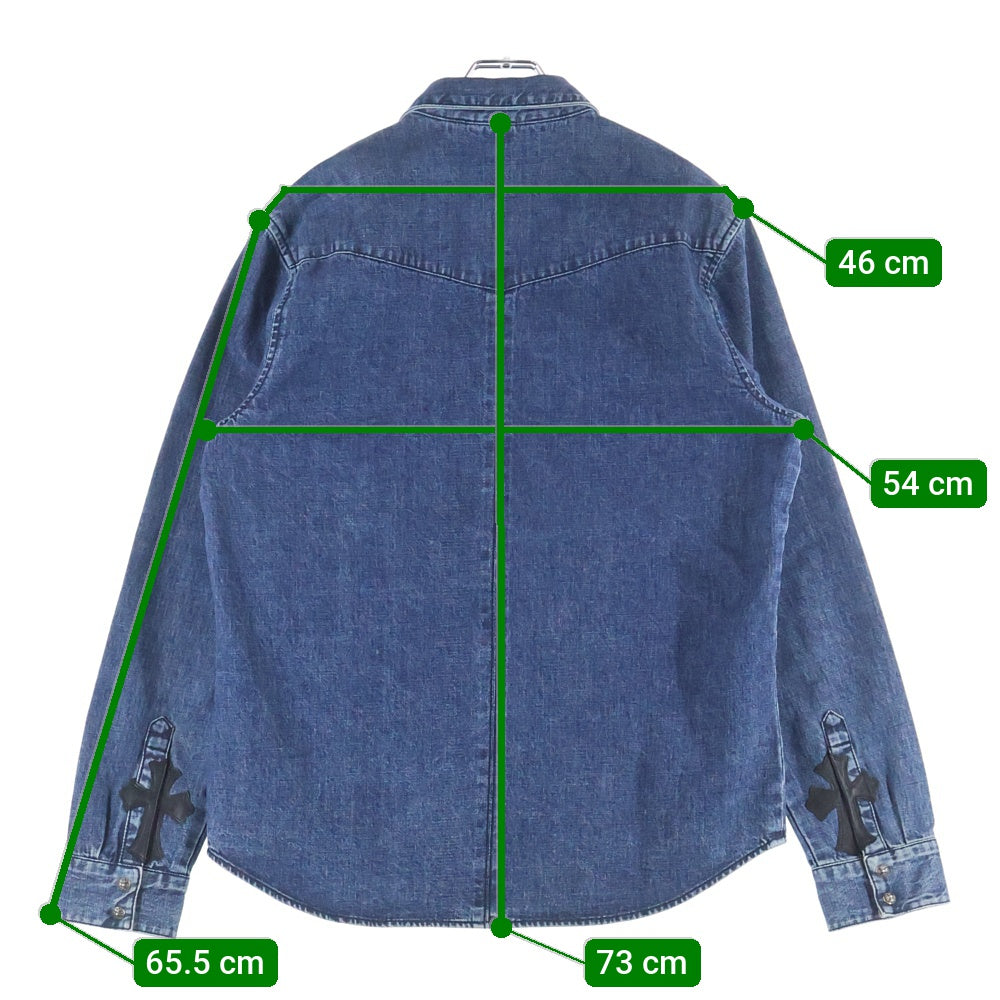 CHROME HEARTS(クロムハーツ) DENIM WESTERN デニムウエスタン 袖クロスパッチ クロスボタン デニム長袖シャツ インディゴ