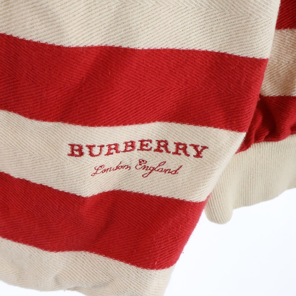 BURBERRY(バーバリー) Thornford Striped Pullover Hoodie ロゴ刺繍 ボーダー パーカー フーディー レッド/ホワイト 4070535 1004