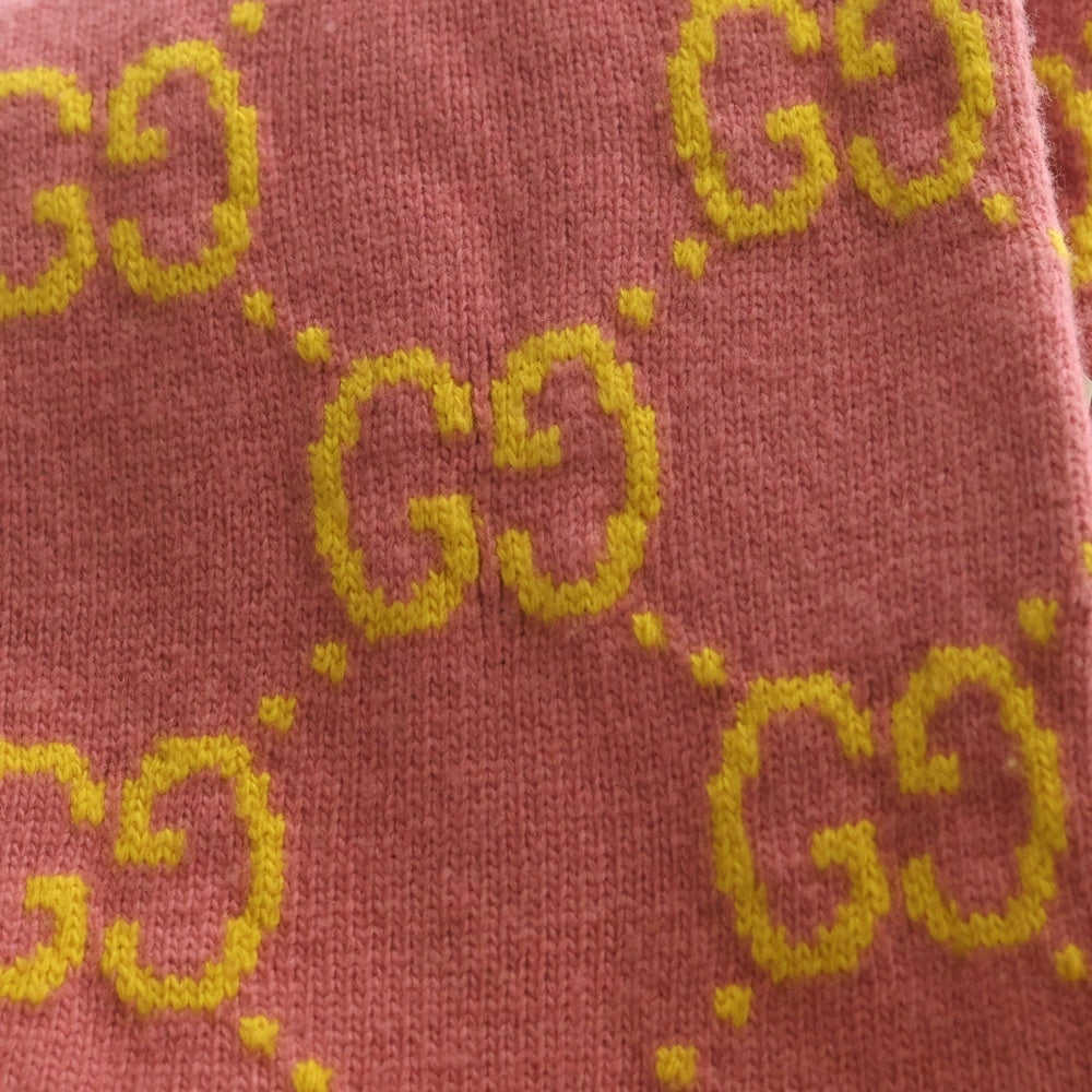 GUCCI(グッチ) GG Wool Jacquard Scarf GGロゴ ウールマフラー ピンク レディース