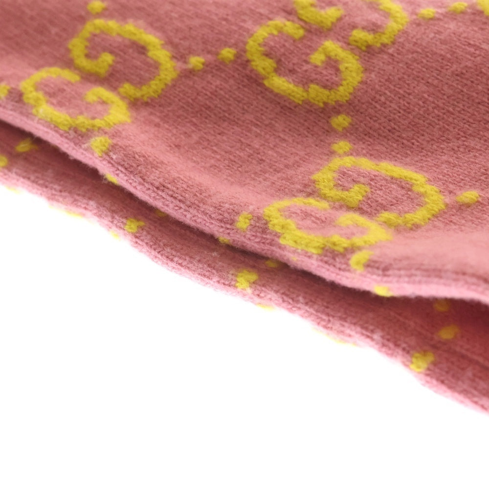 GUCCI(グッチ) GG Wool Jacquard Scarf GGロゴ ウールマフラー ピンク レディース