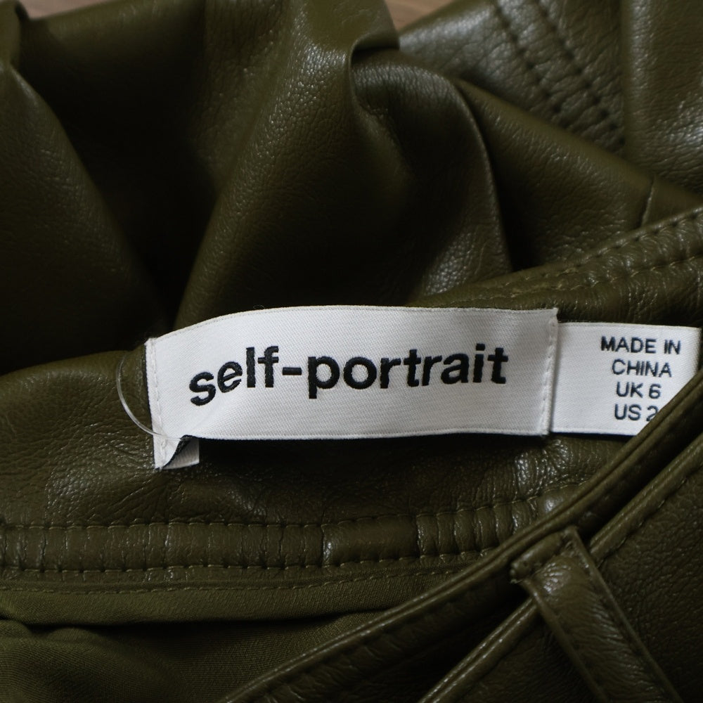 71500(71500) Olive Green Faux Leather Mini Skirt フェイクレザー ミニスカート カーキ PF20-101L レディース