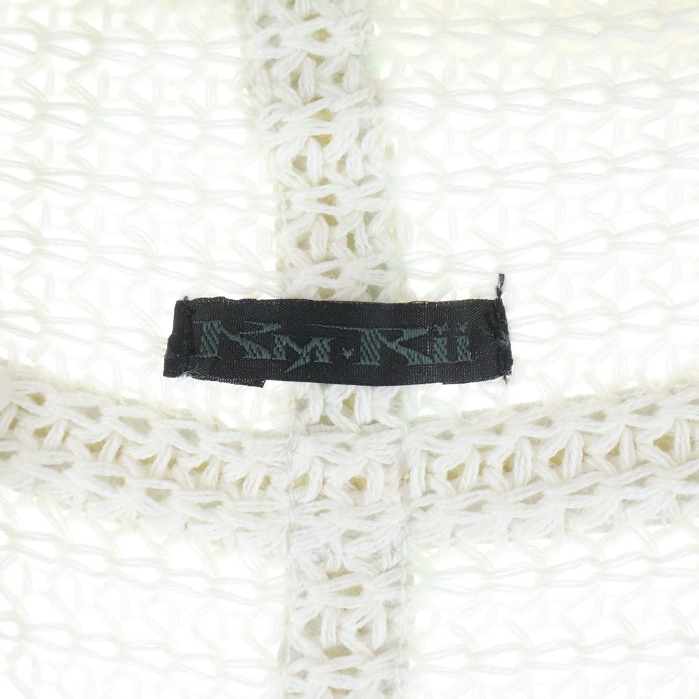 KMRii(ケムリ) レザーポケット ニット ロングカーディガン ホワイト