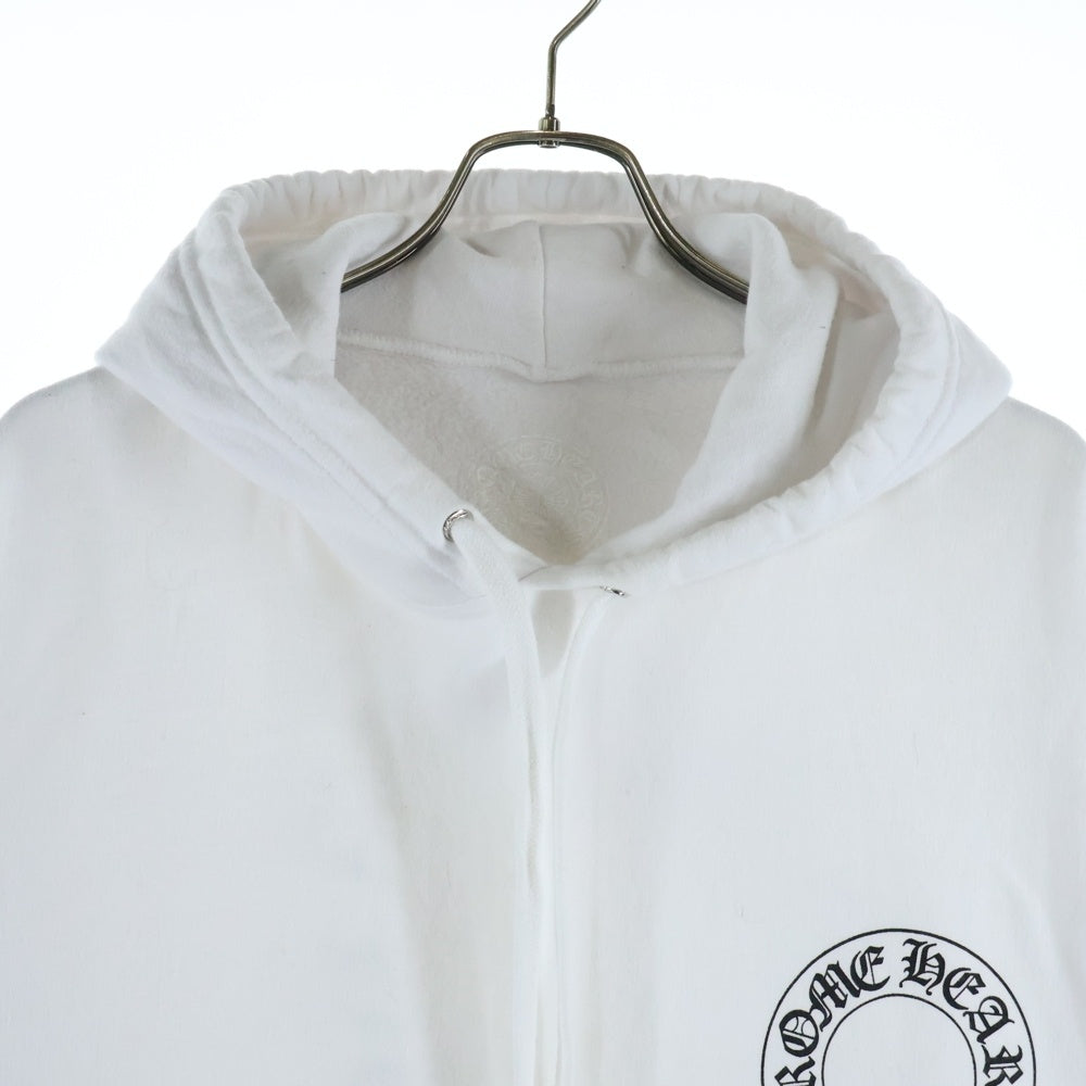 CHROME HEARTS(クロムハーツ) SWTSHRT PLVR 袖フローラルバックホースシュープリントプルオーバーパーカー フーディー ホワイト
