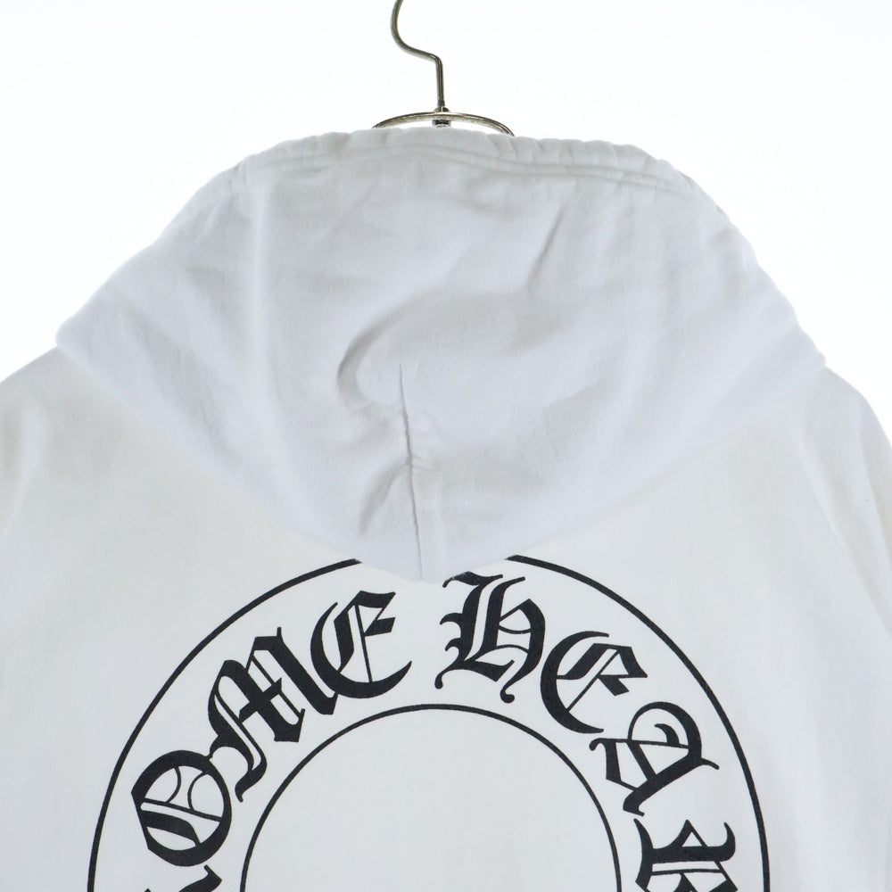 CHROME HEARTS(クロムハーツ) SWTSHRT PLVR 袖フローラルバックホースシュープリントプルオーバーパーカー フーディー ホワイト