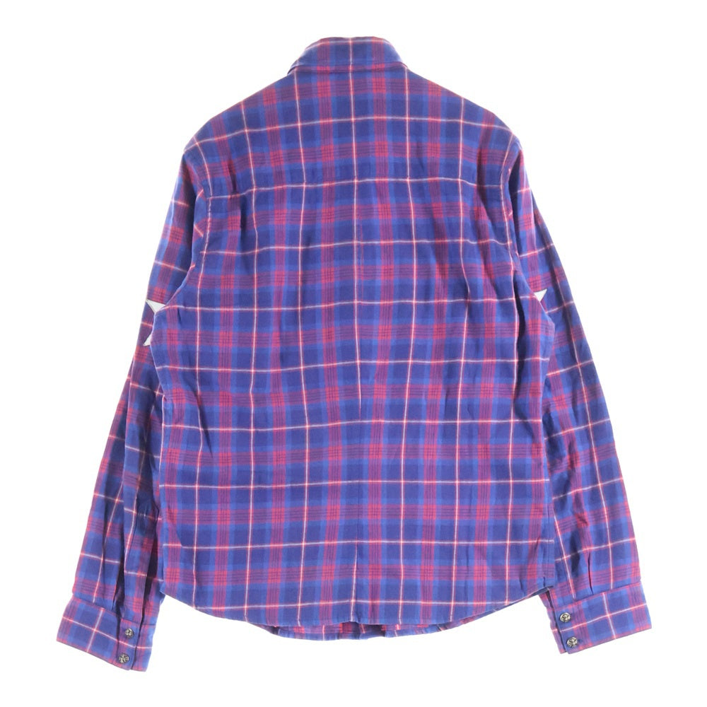 CHROME HEARTS(クロムハーツ) LOOSEENDS LS ルーズエンド エルボースターパッチ クロスボールボタン チェック長袖シャツ レッド/ブルー